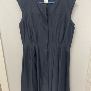 Oscar de la Renta cotton & silk dress. Navy & fully lined.